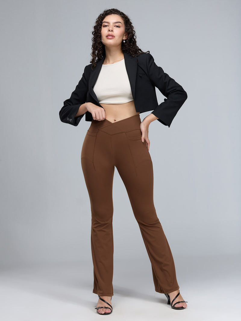 Brown Extra Tall Hourglass Flared Leggings