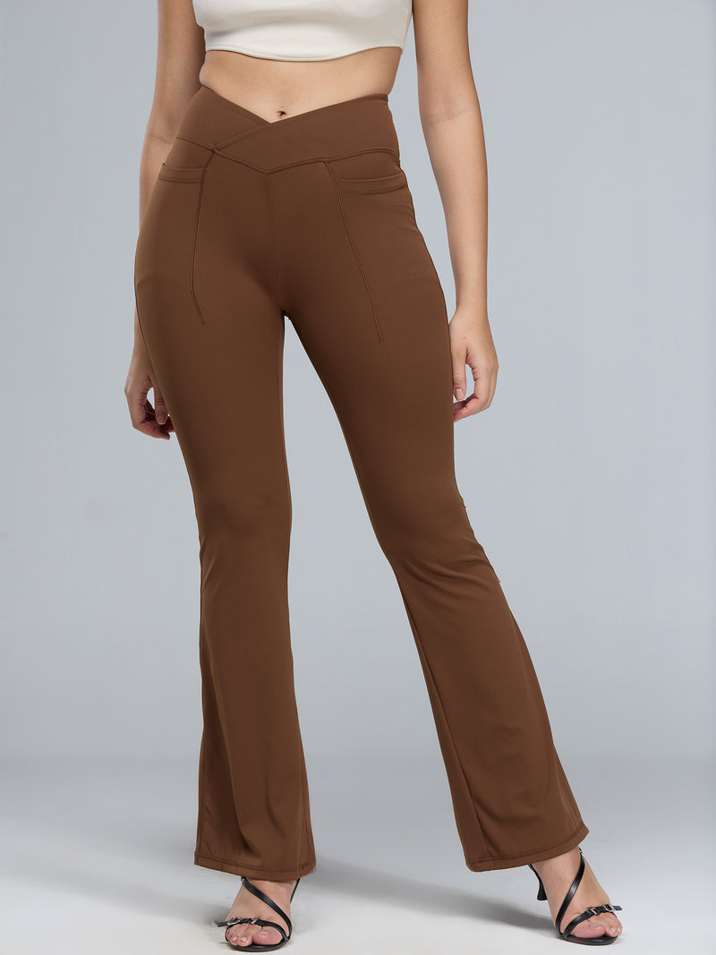 Brown Extra Tall Hourglass Flared Leggings