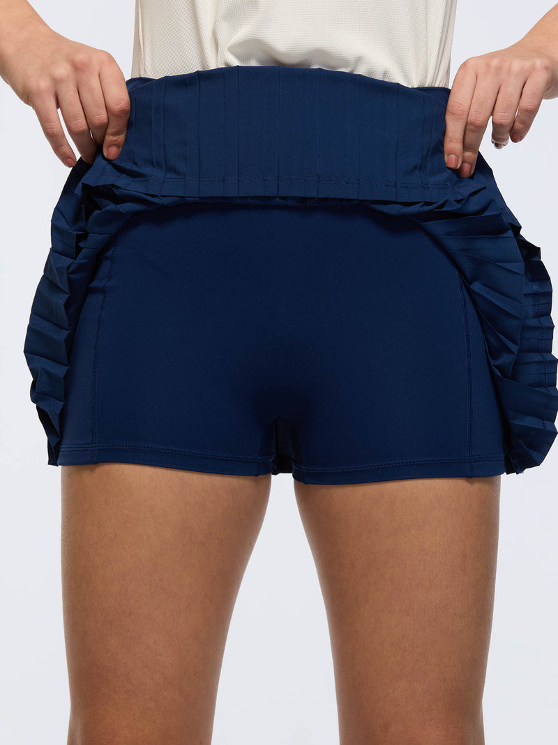 Navy Plie Pleated Skort