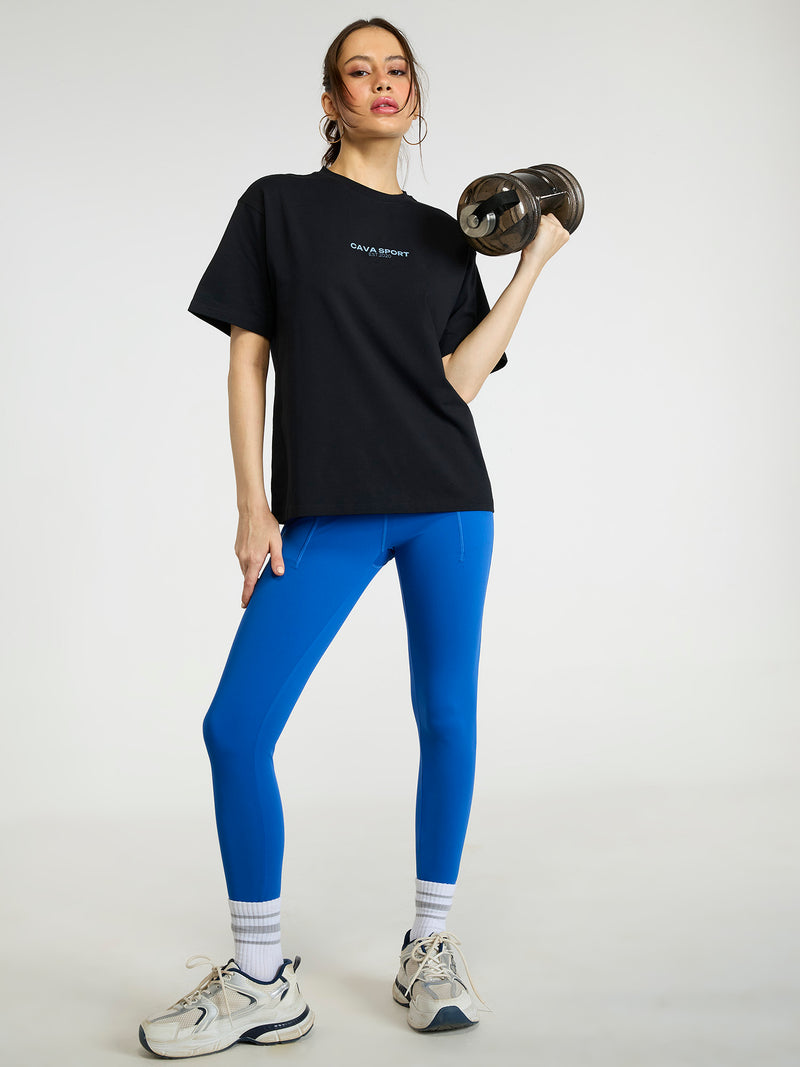 Black Cava Sport Oversized Printed Tee - Women