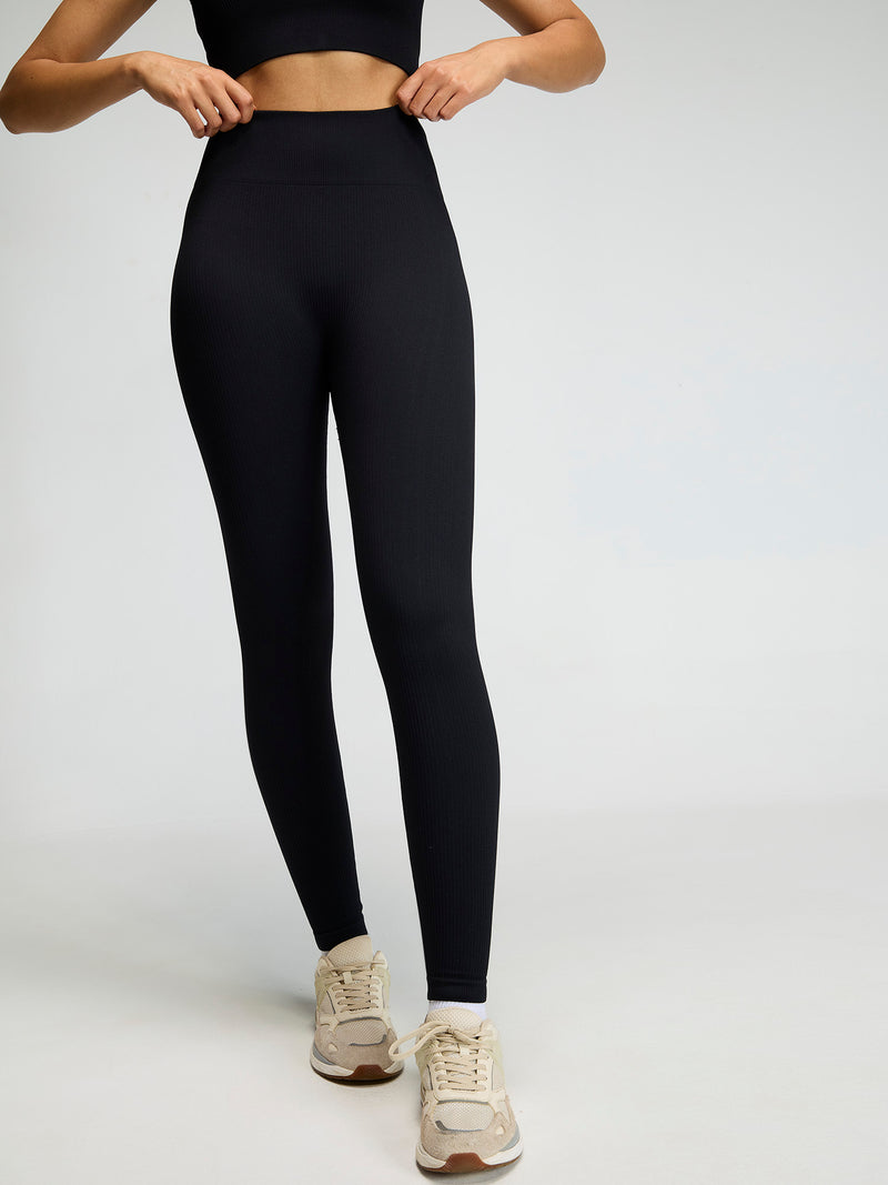 Raven Black Seamless Cinched Leggings
