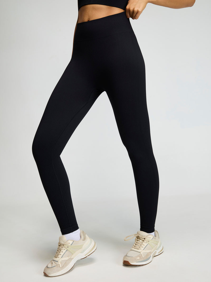 Raven Black Seamless Cinched Leggings