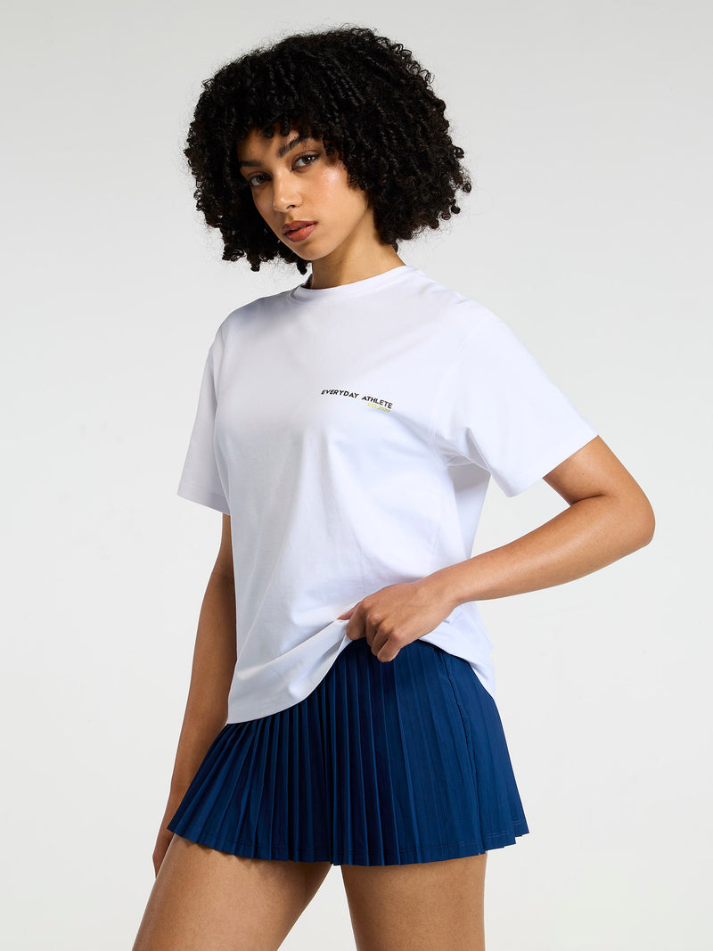 White Courtside Oversized Printed Tee - Women