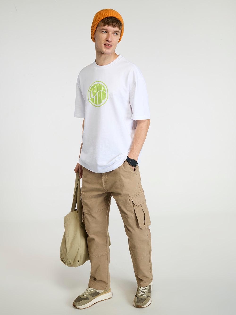 White Tenniscore Oversized Printed Tee - Men