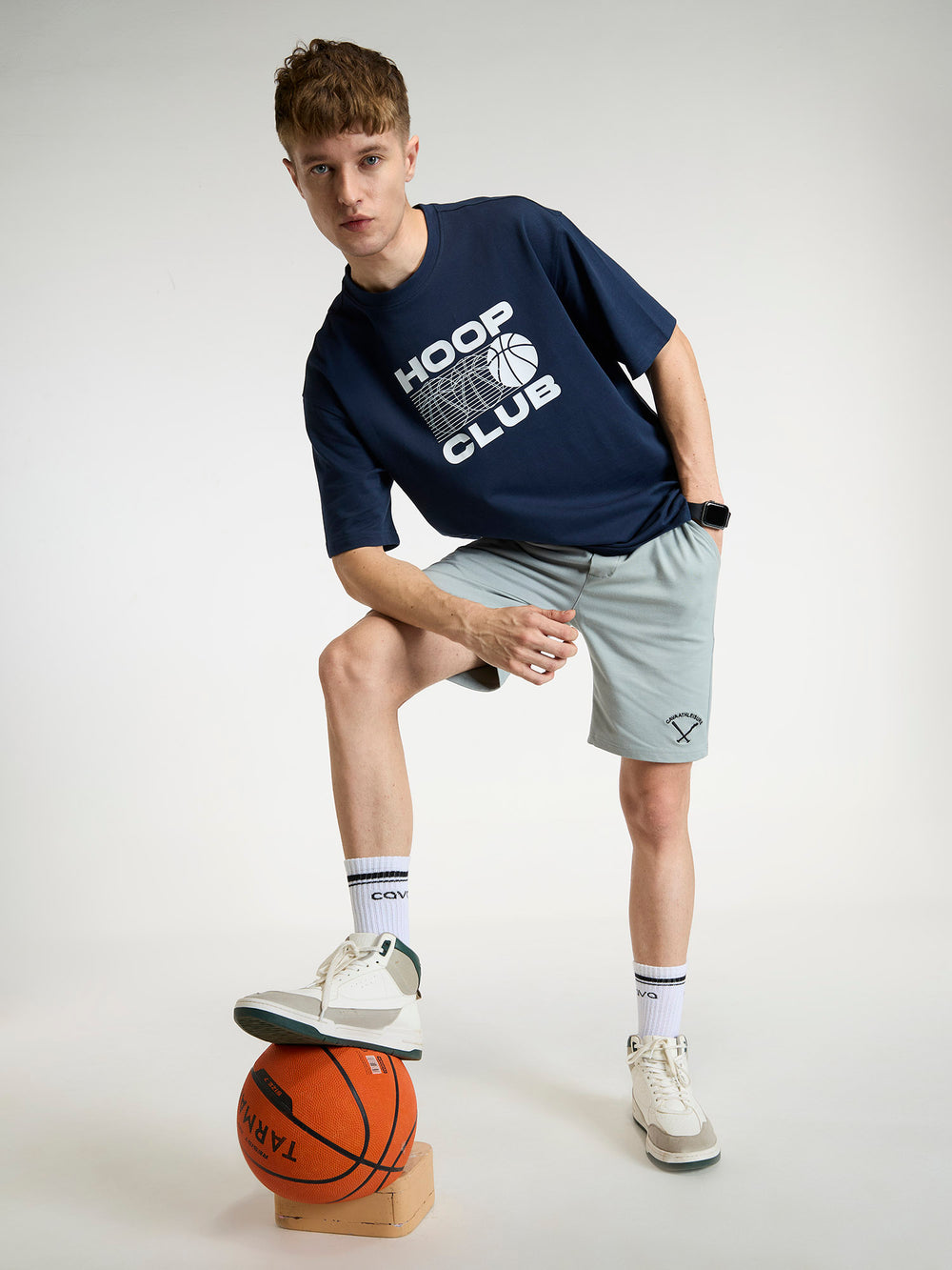 Navy Certified Hoopers Oversized Printed Tee - Men