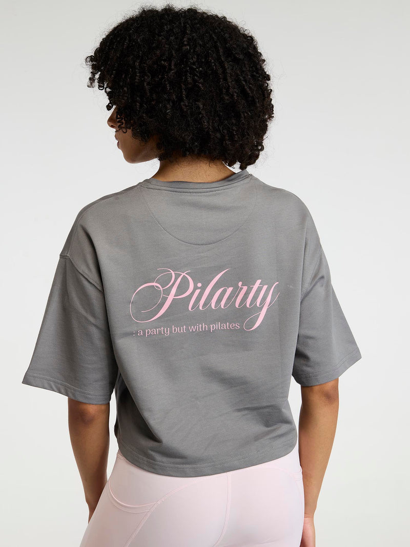 Grey-Pink Pilates Core Boxy Tee