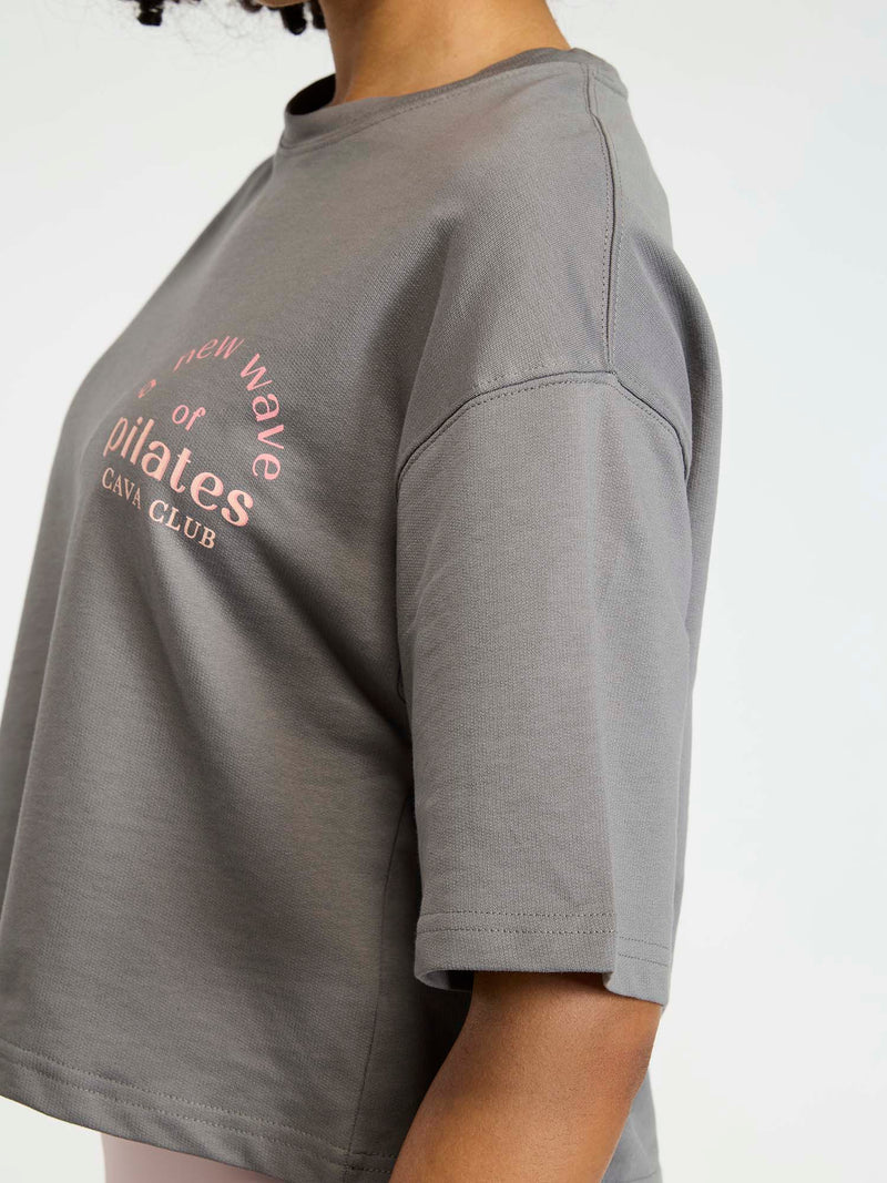 Grey-Pink Pilates Core Boxy Tee