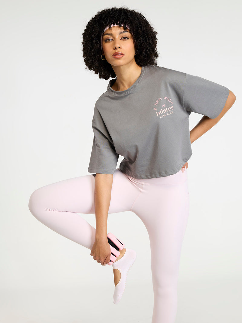 Grey-Pink Pilates Core Boxy Tee