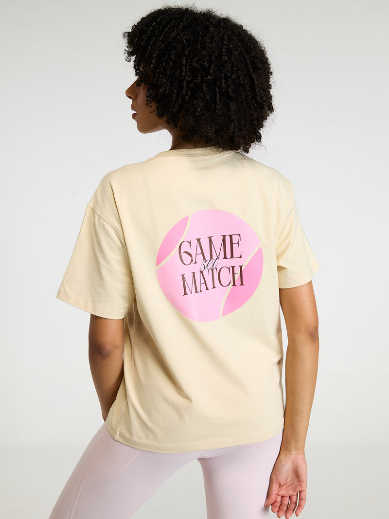 Cream Serve Side Oversized Printed Tee - Women