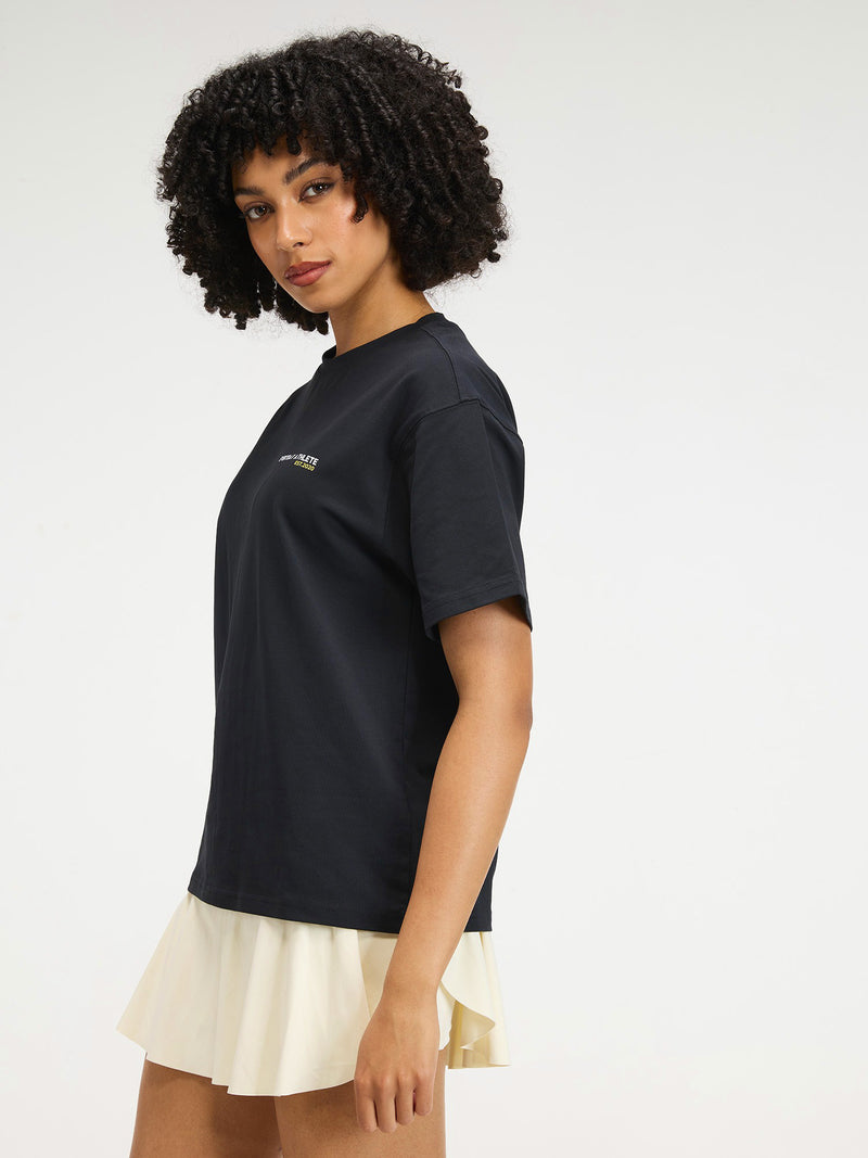 Black Courtside Oversized Printed Tee - Women