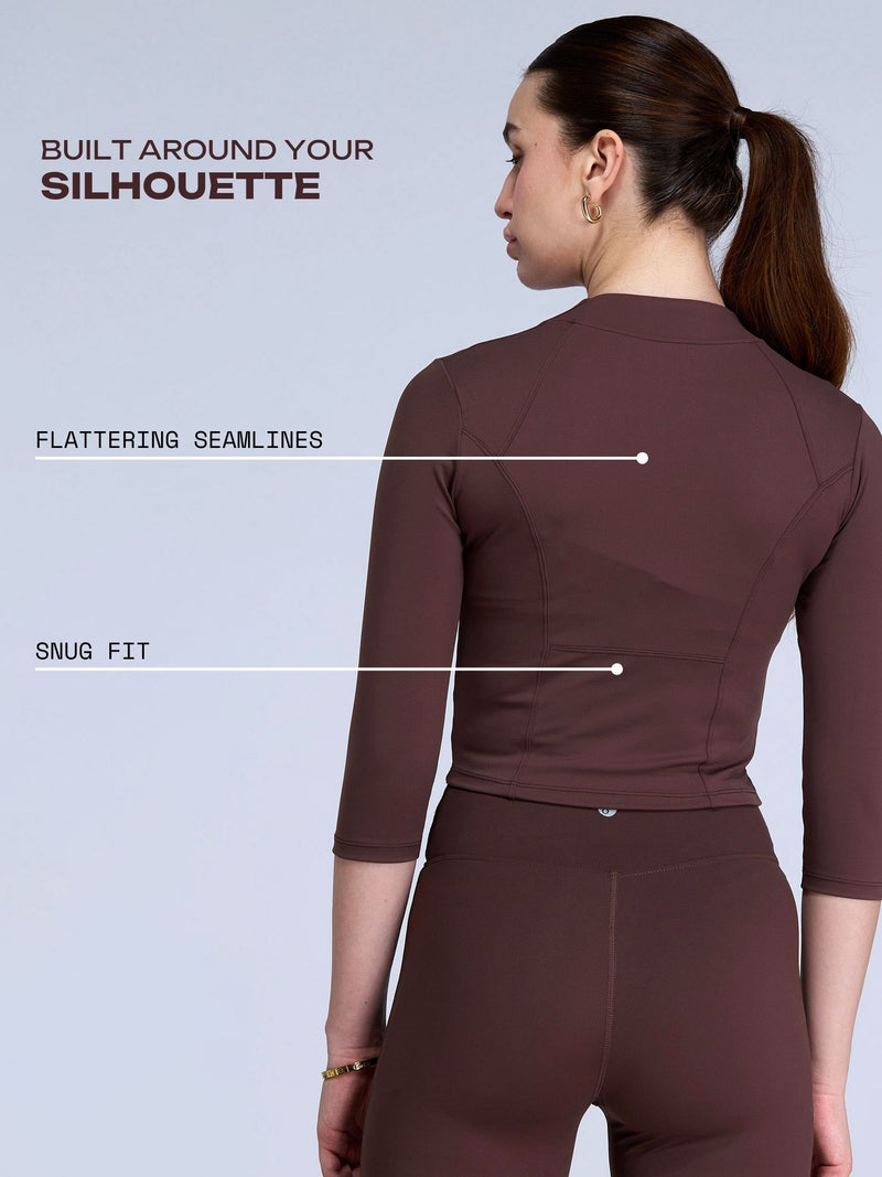 Brown Silhouette Zip Top