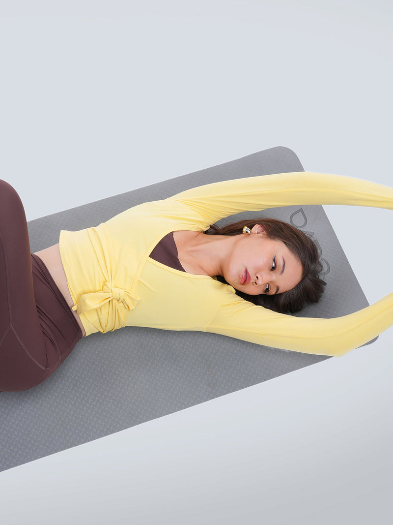 Yellow Cotton Wrap Top