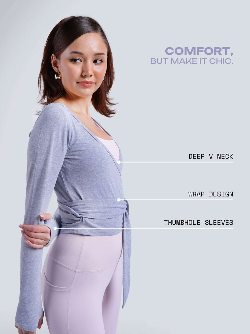 Grey Cotton Wrap Top