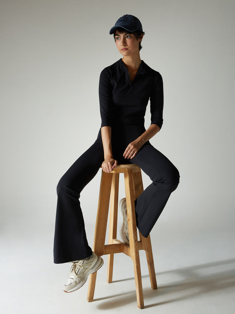 Obsidian Black Tall Hourglass Flared Leggings