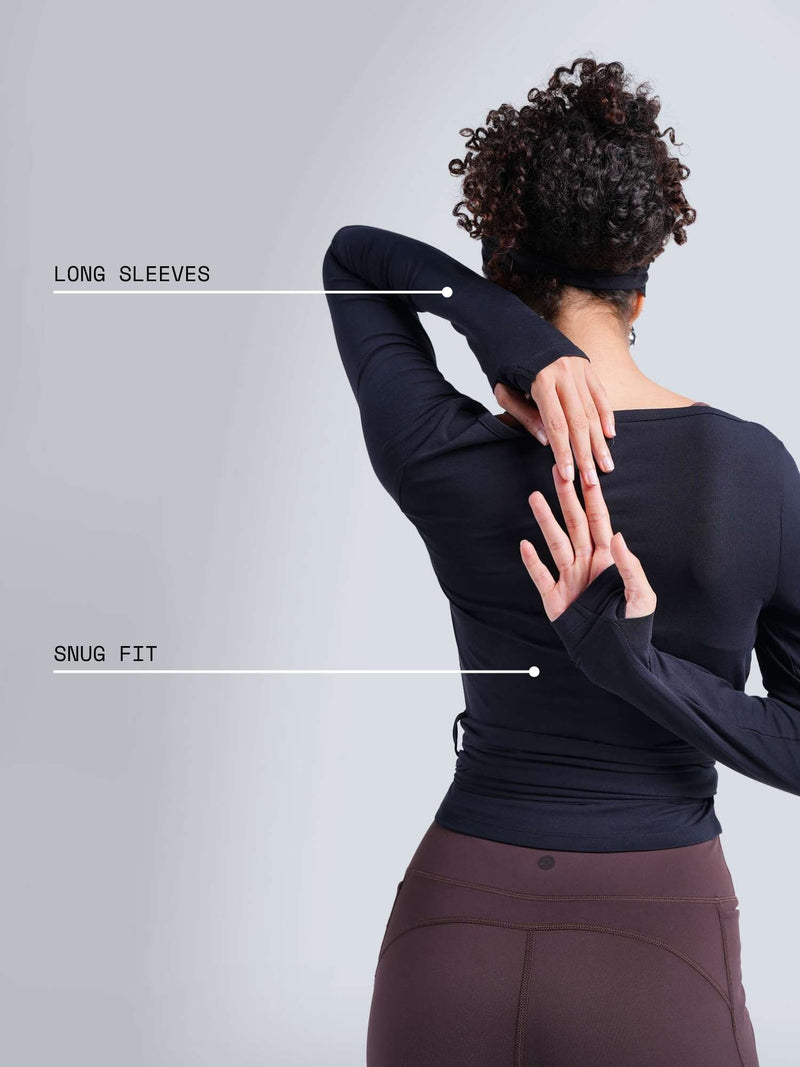 Black Cotton Wrap Top