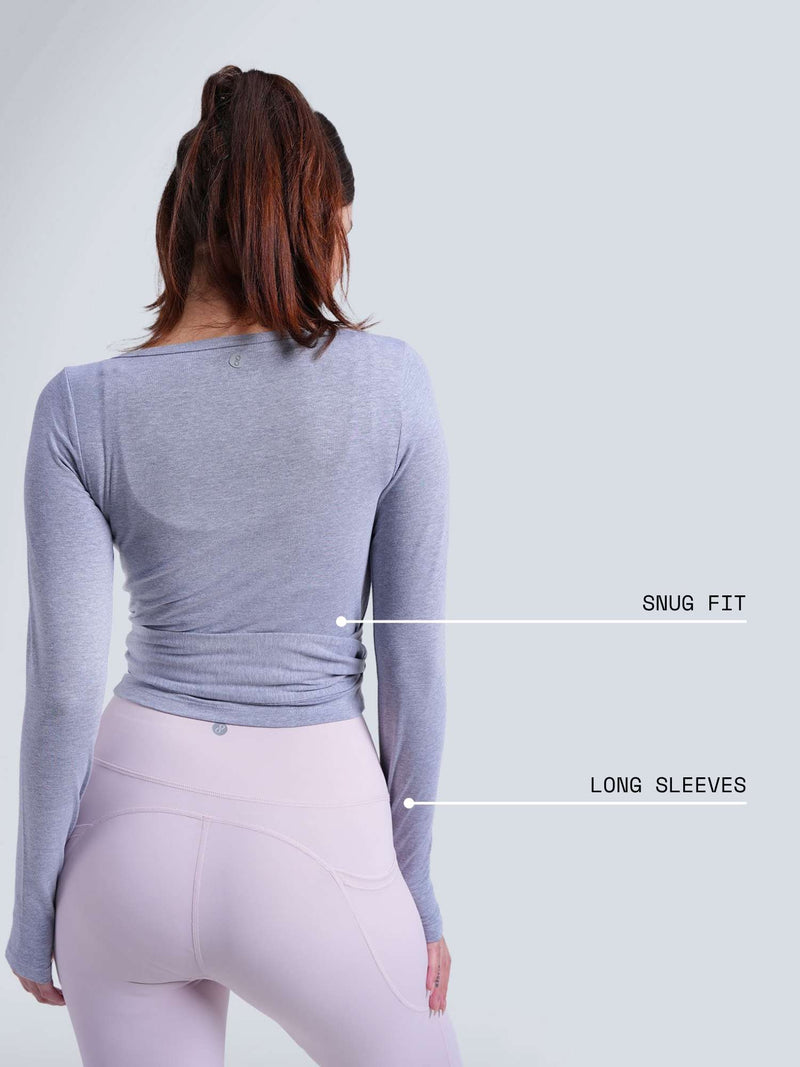 Grey Cotton Wrap Top