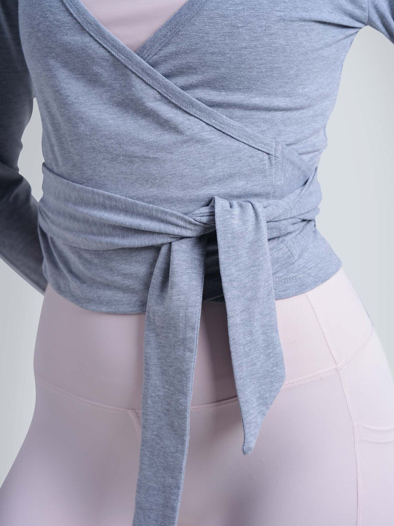 Grey Cotton Wrap Top