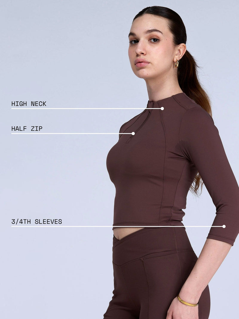 Brown Silhouette Zip Top