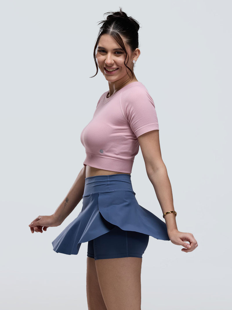 Steel Blue Swirl Tennis Skorts