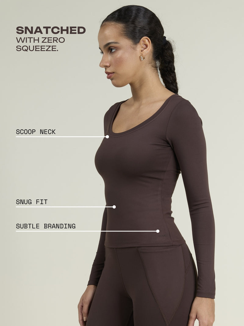 Brown Sculpt Scoop Top