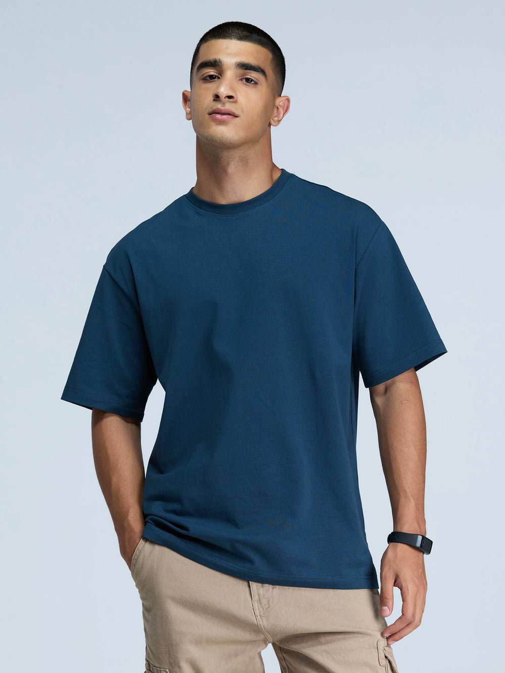 Steel Blue Graphic Oversized Tee - Men