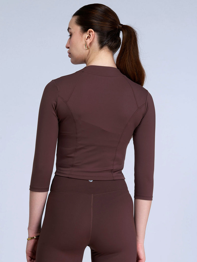 Brown Silhouette Zip Top