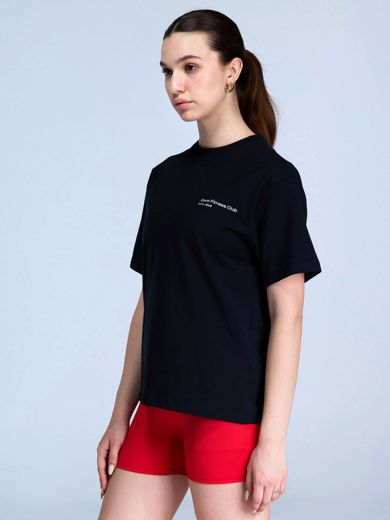 Black Graphic Oversized Tee - Women