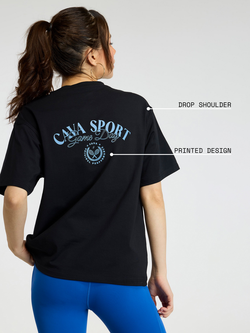 Black Cava Sport Oversized Printed Tee - Women