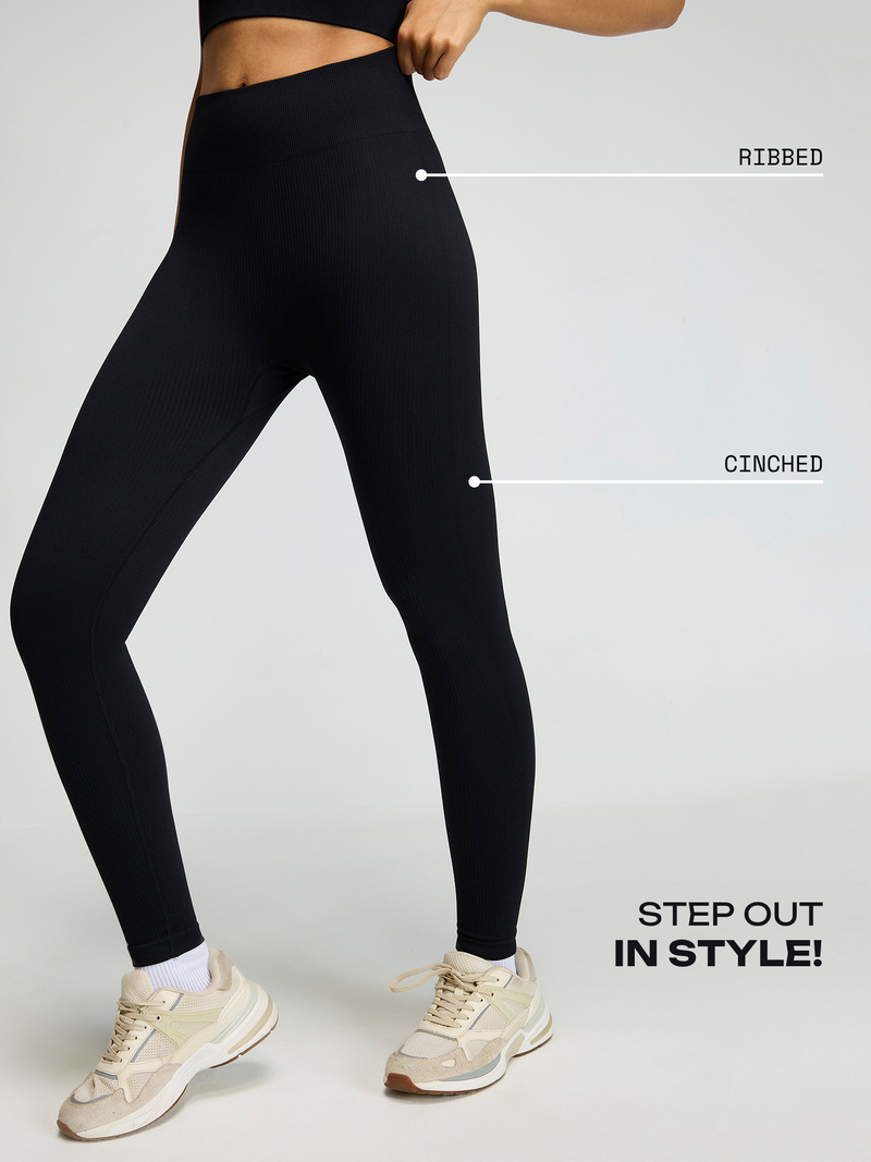 Raven Black Seamless Cinched Leggings