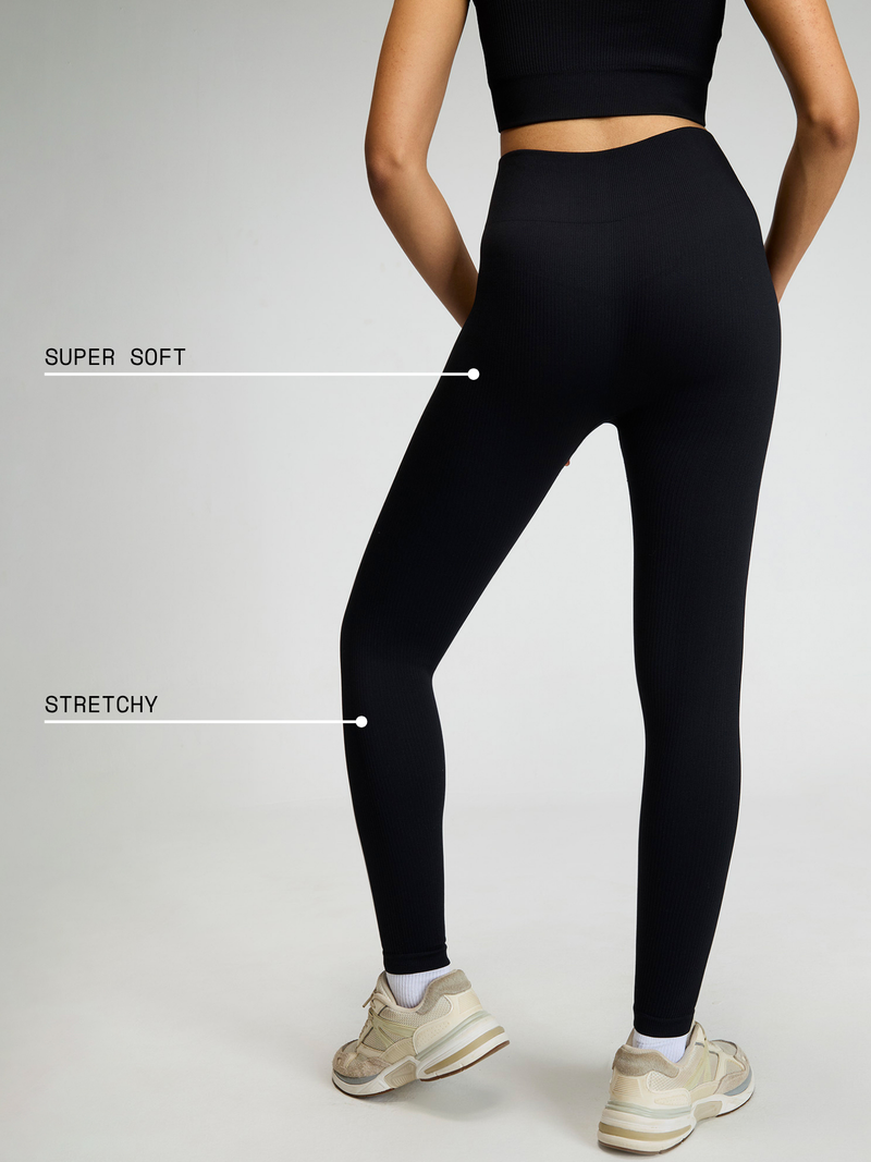 Raven Black Seamless Cinched Leggings