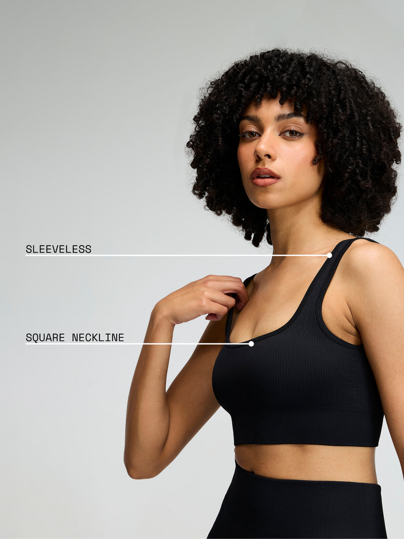 Raven Black Contoured Seamless Sports Bra