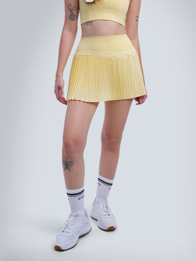 Butter Yellow Plie Pleated Skort