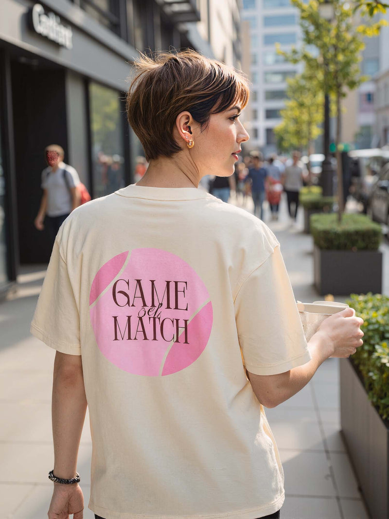 Cream Serve Side Oversized Printed Tee - Women