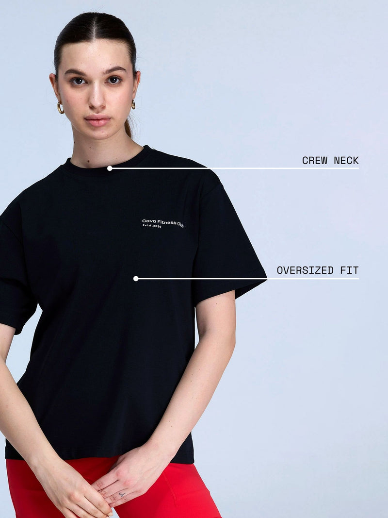 Black Graphic Oversized Tee - Women