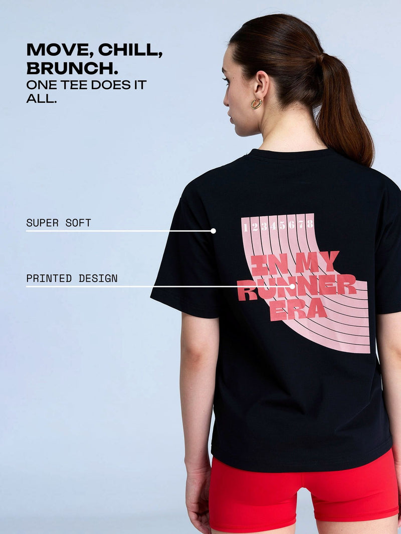 Black Graphic Oversized Tee - Women