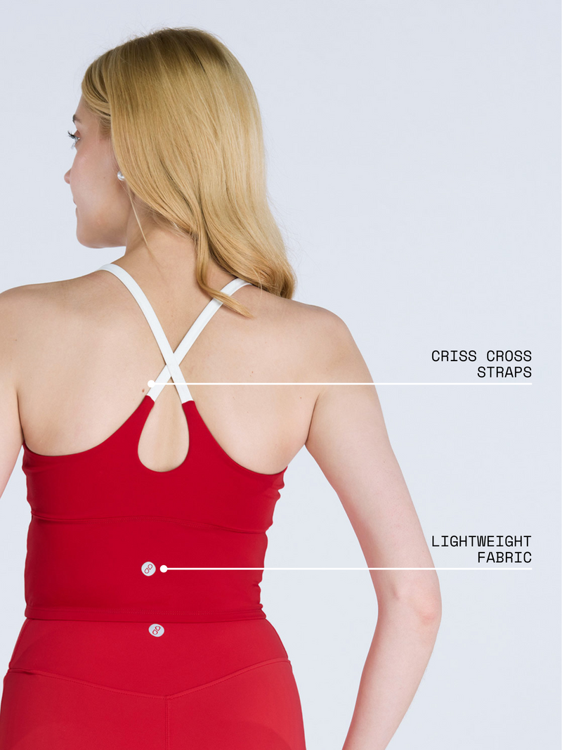 Red Cross Back Sports Bra