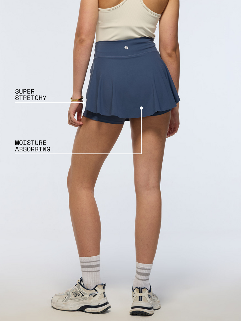 Steel Blue Swirl Tennis Skorts