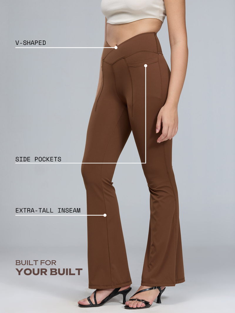 Brown Extra Tall Hourglass Flared Leggings