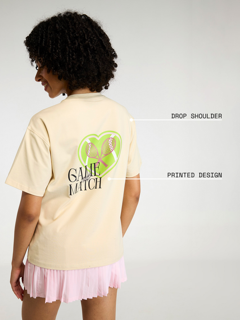 Cream Love All Oversized Printed Tee - Women