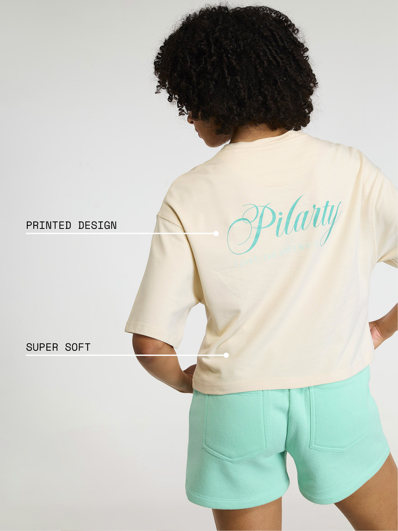 Cream Pilates Core Boxy Tee