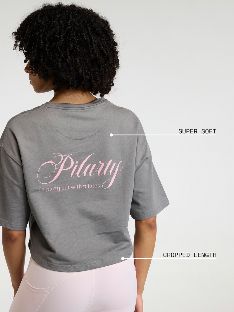 Grey-Pink Pilates Core Boxy Tee