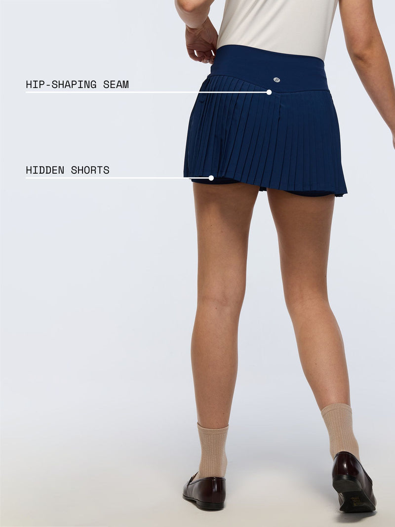 Navy Plie Pleated Skort