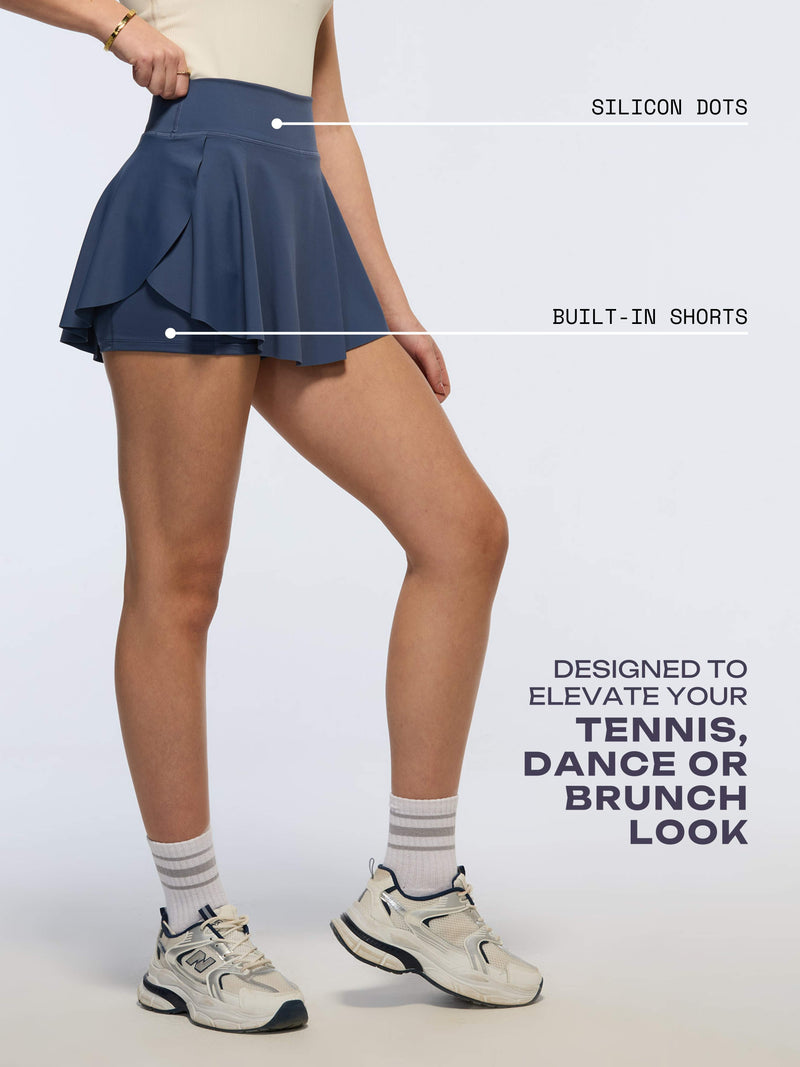 Steel Blue Swirl Tennis Skorts