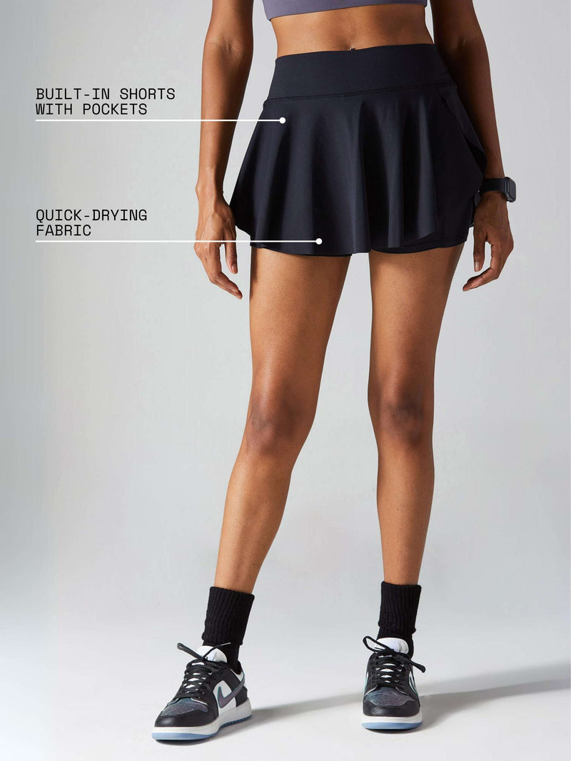 Black Swirl Tennis Skorts