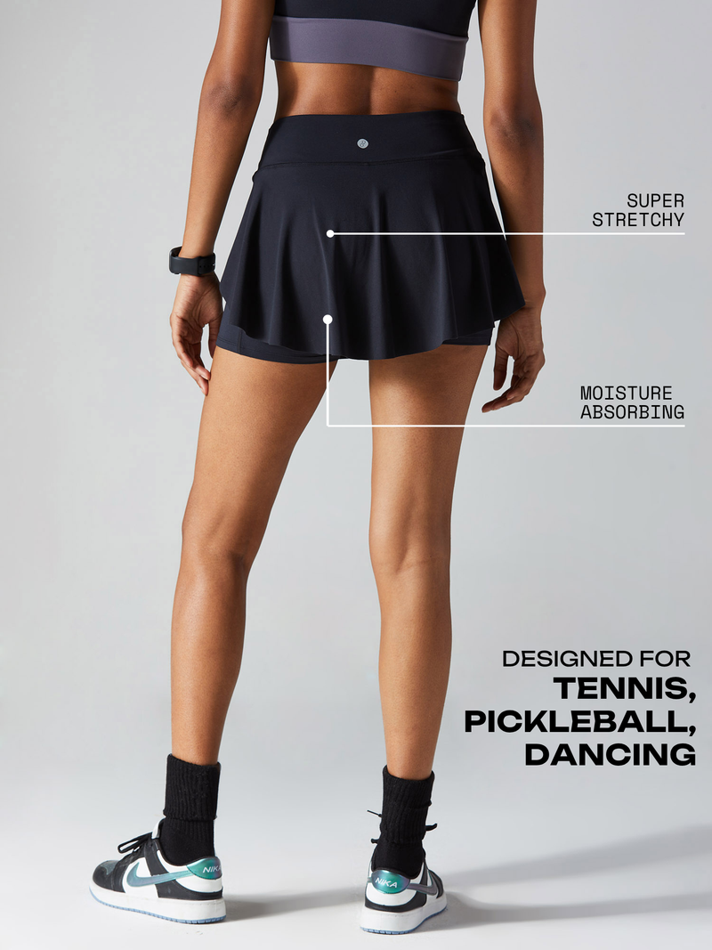 Black Swirl Tennis Skorts