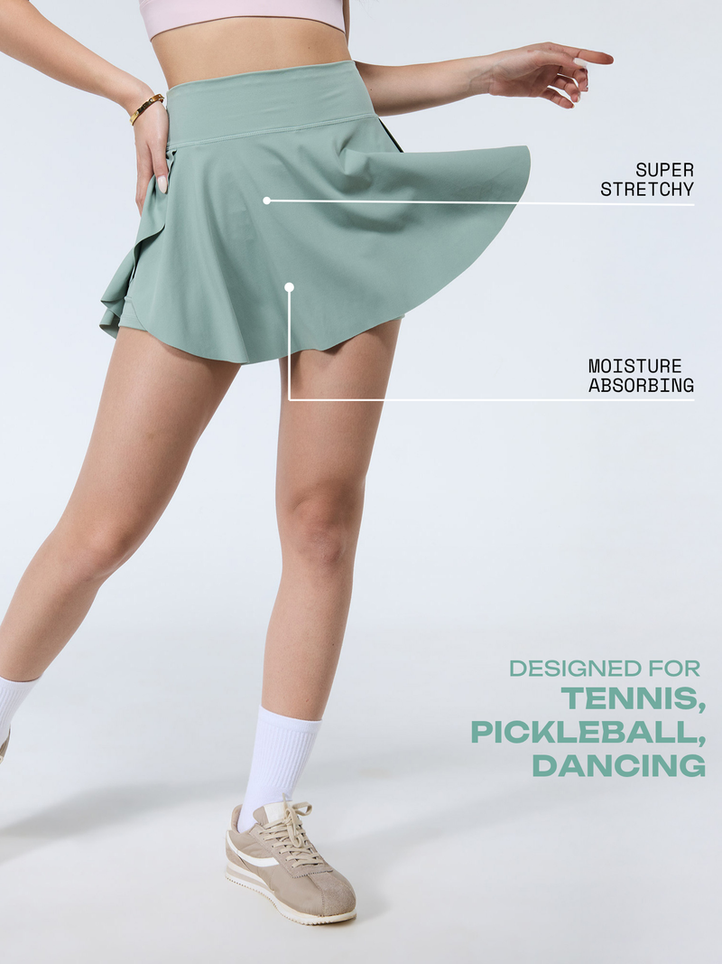 Sage Swirl Tennis Skorts