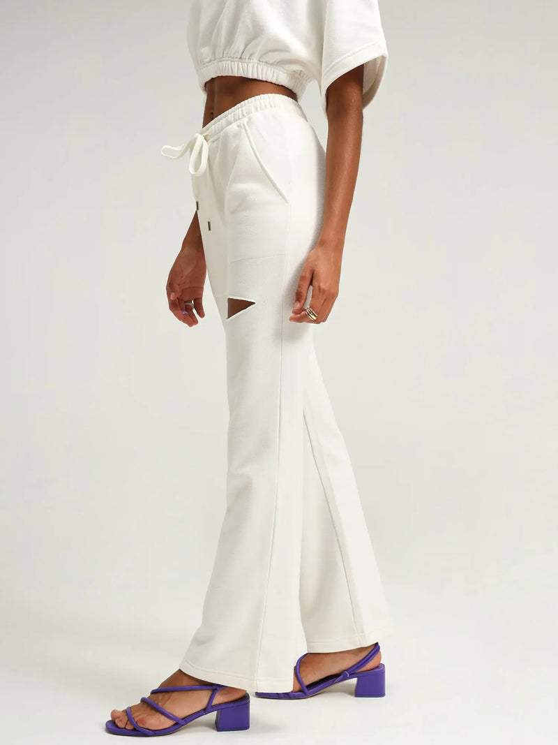Arctic White Straight Leg Slit Joggers CAVA athleisure