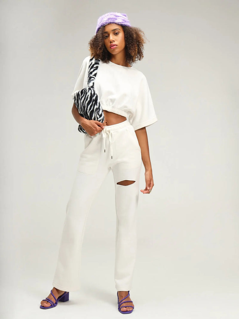 Arctic White Straight Leg Slit Joggers CAVA athleisure