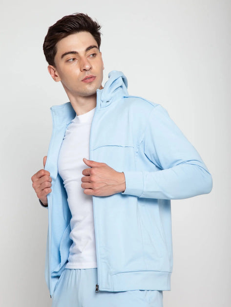 Sky Blue Removable Hooded Jacket - CAVA athleisure– CAVA