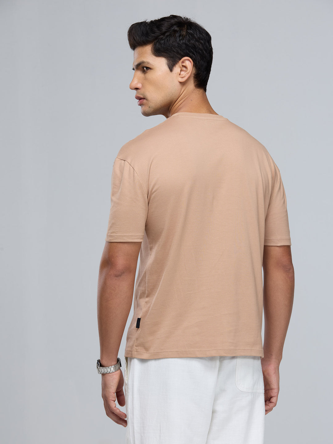 Beige Supima Crew Neck T-shirt